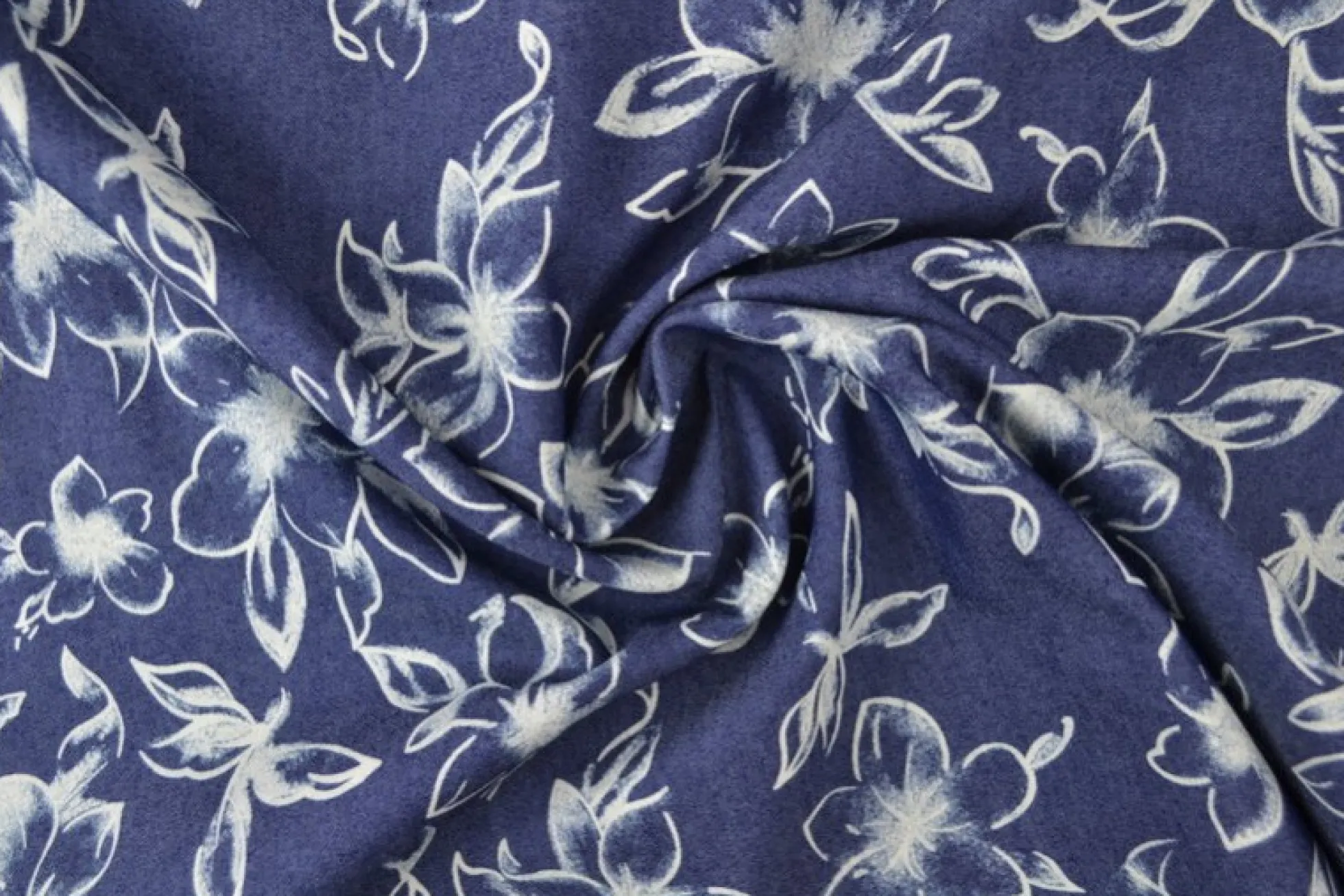 Jeans / denim gewassen – Vintage floral donkerblauw chambray