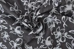 Jeans / denim gewassen – Vintage floral zwart chambray
