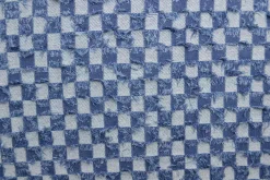 Jeans / denim jacquard – Checks frayed Indigo