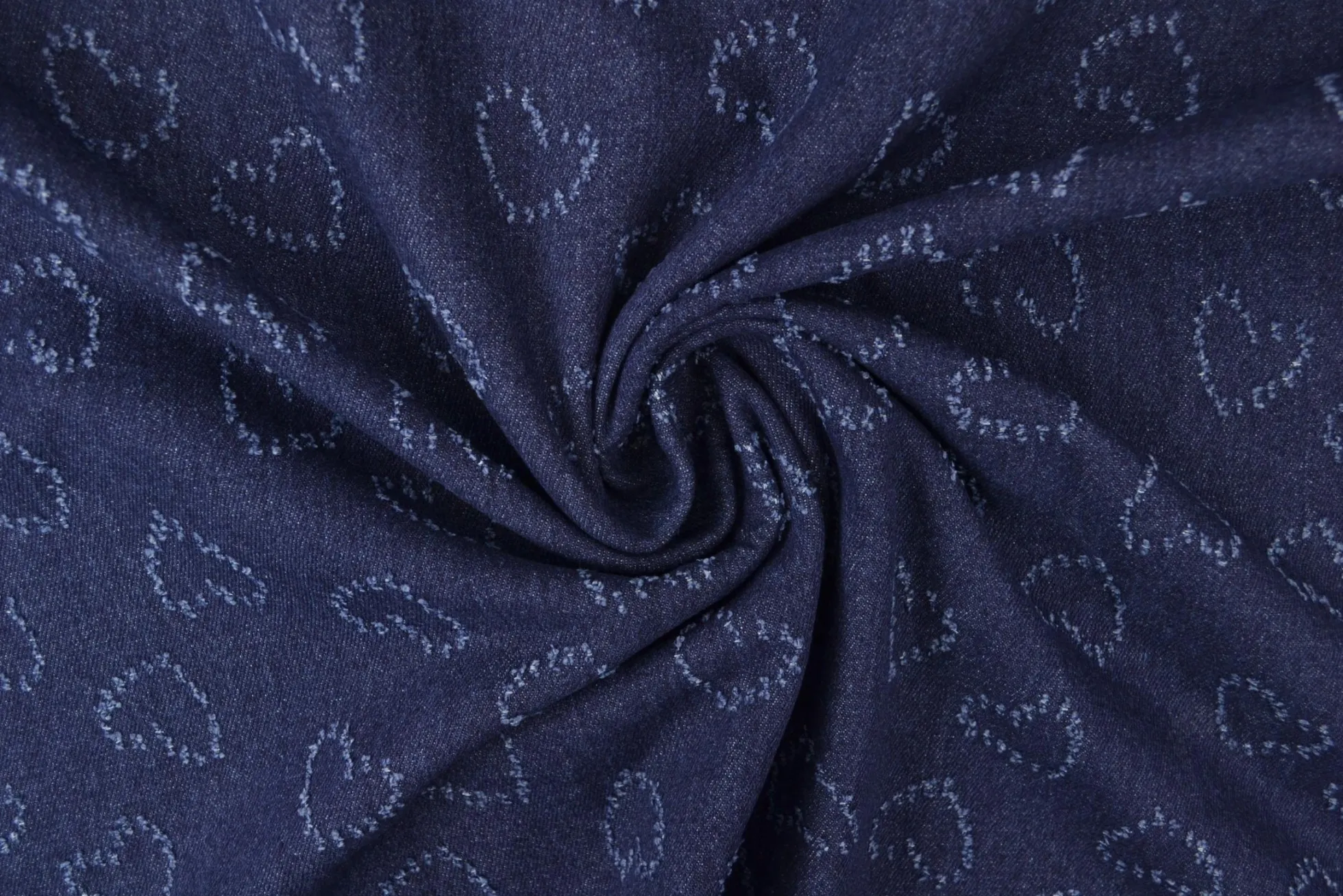 Jeans / denim jacquard – Hearts dark blue