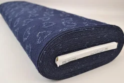 Jeans / denim jacquard – Hearts dark blue