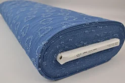 Jeans / denim jacquard – Hearts light blue