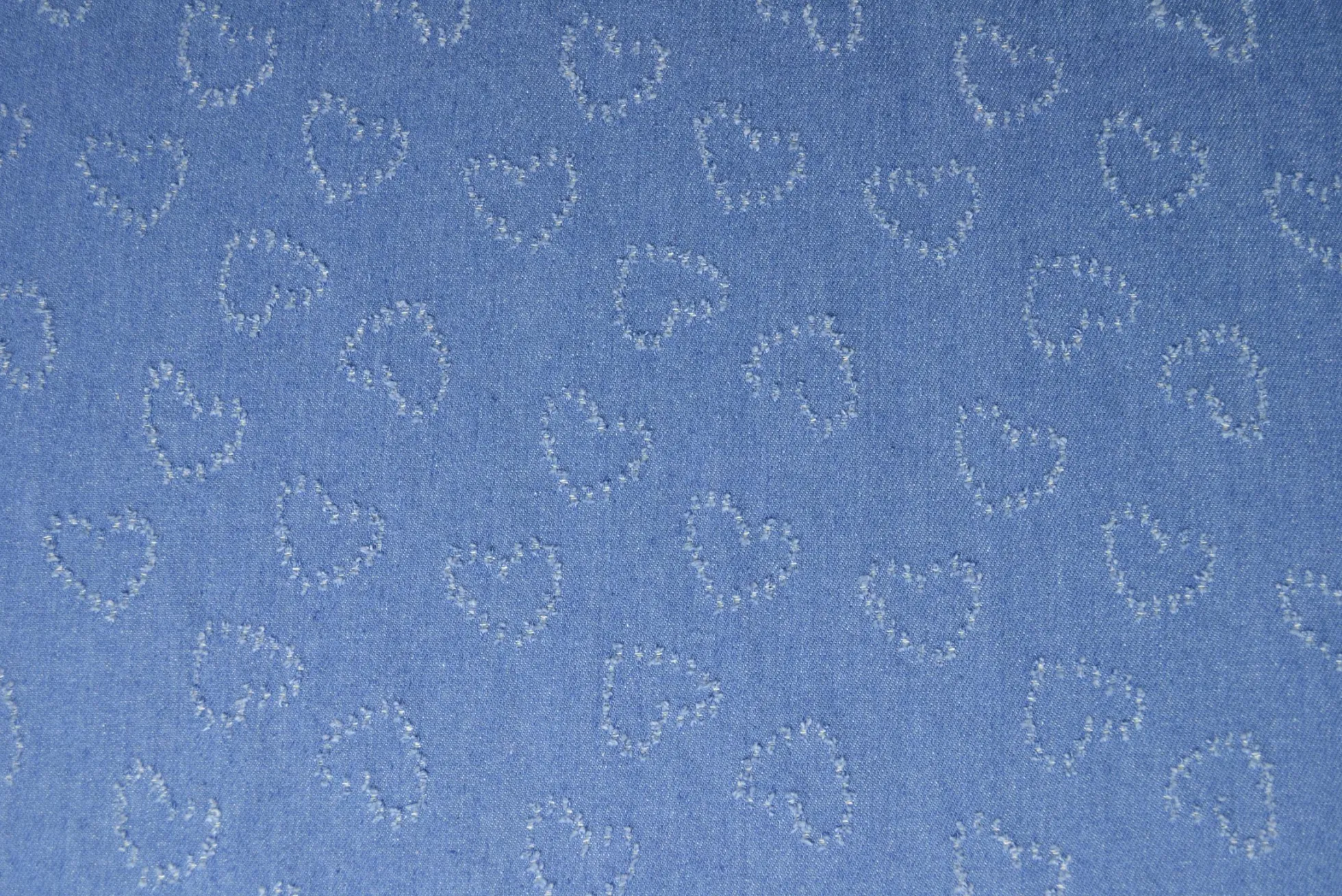 Jeans / denim jacquard – Hearts light blue