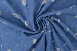 Jeans / denim jacquard – Worn-out light blue