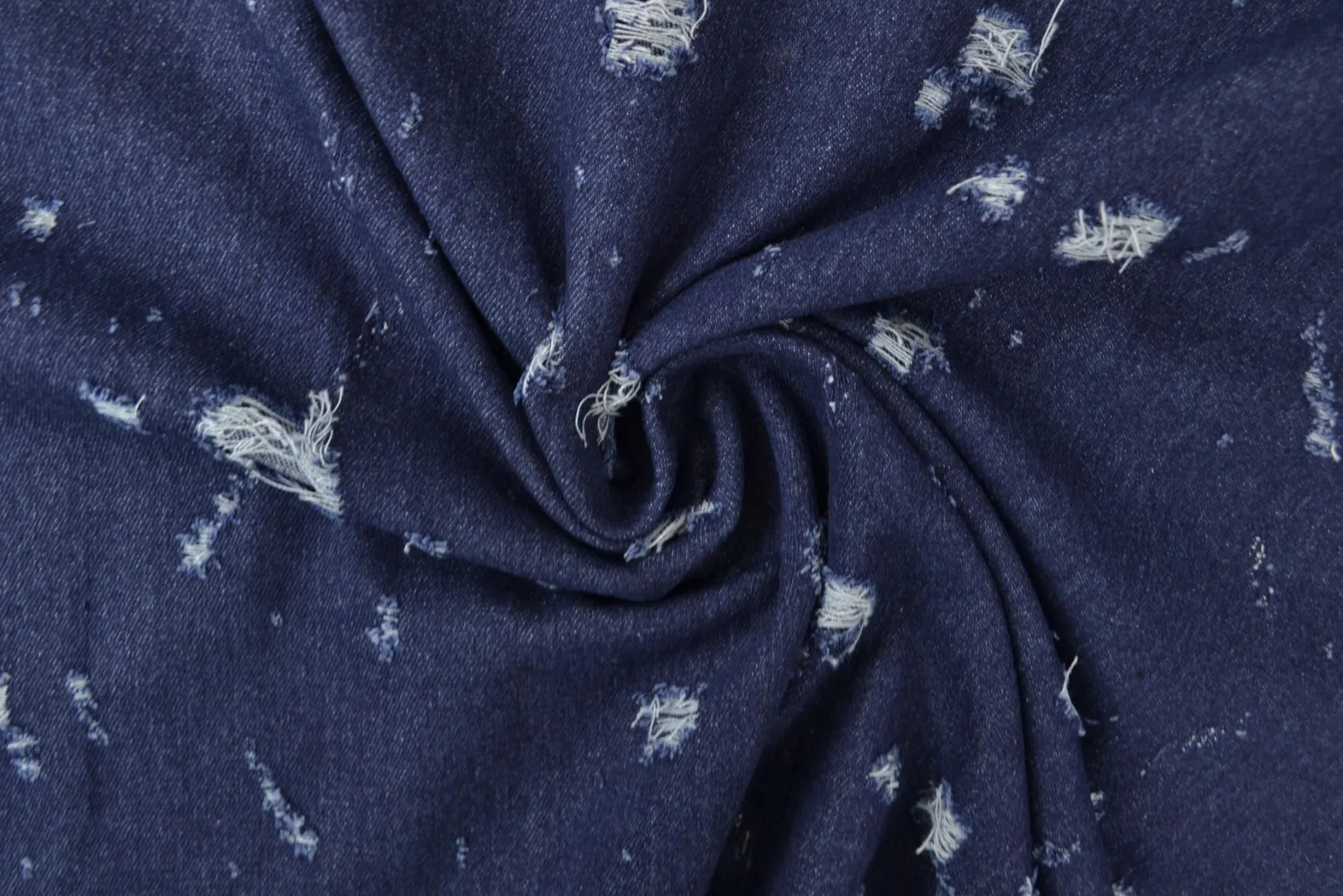 Jeans / denim jacquard – Worn-out dark blue
