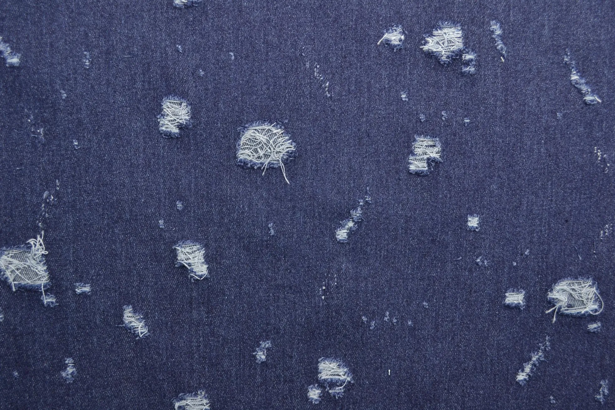 Jeans / denim jacquard – Worn-out dark blue