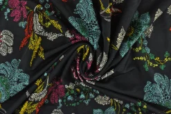 Jersey 4-way stretch – Happy flower on navy