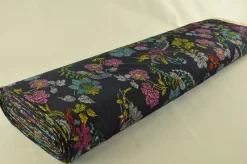 Jersey 4-way stretch – Happy flower on navy