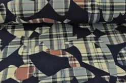 Jersey 4-way stretch – Old pink checkered on navy