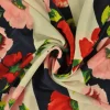 Jersey 4-way stretch – Pink & red poppy on navy stripes