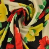 Jersey 4-way stretch – Yellow & red poppy on black stripes