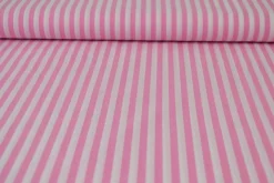 Katoen  – Boerenbont – Gestreept 6,5 mm roze