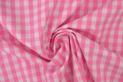 Katoen – Boerenbont – Ruitjes 6,5 mm roze