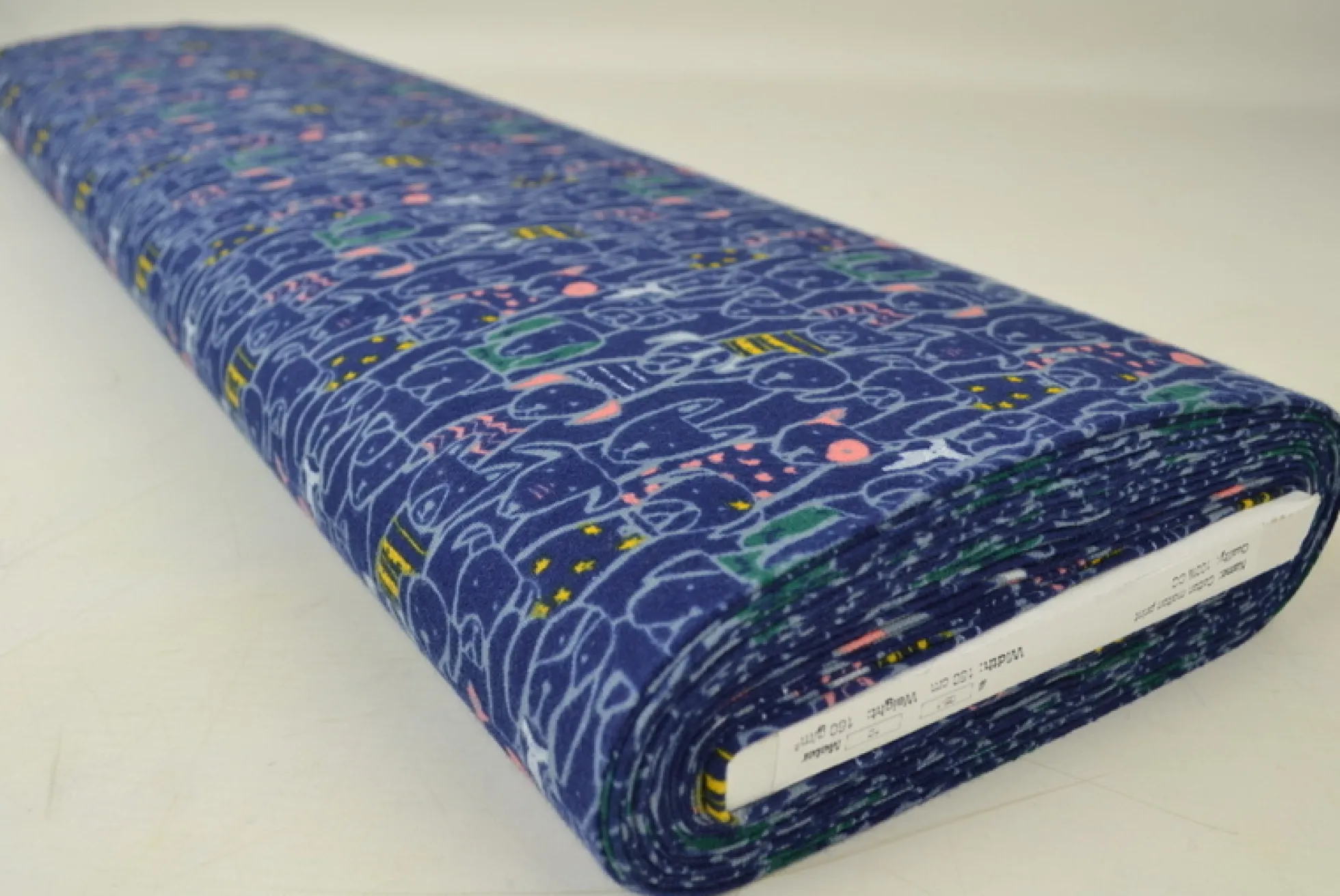 Katoen flanel / molton – Dark navy / purple dogs