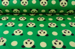 Katoen flanel / molton – Green panda