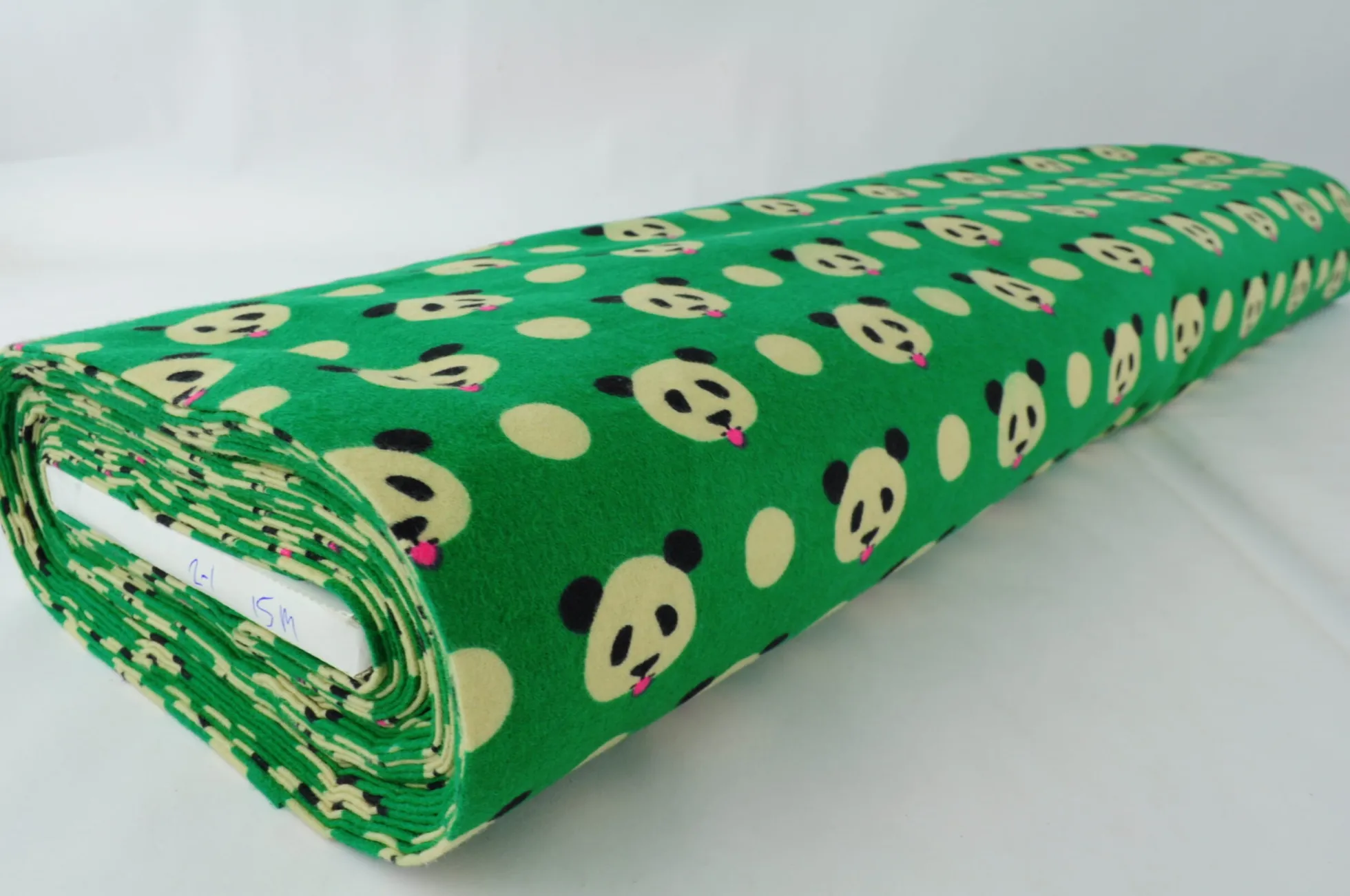 Katoen flanel / molton – Green panda