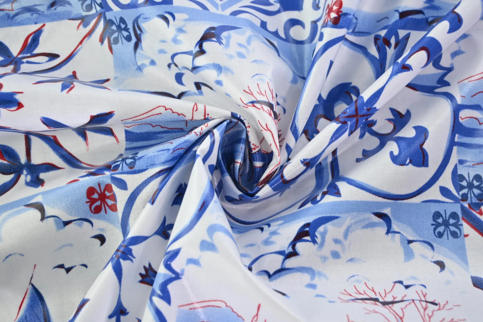 Katoen gecoat / tafelzeil – Delfts blauw tegelprint