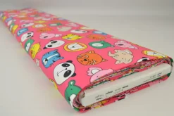 Katoen poplin – Animal faces coral