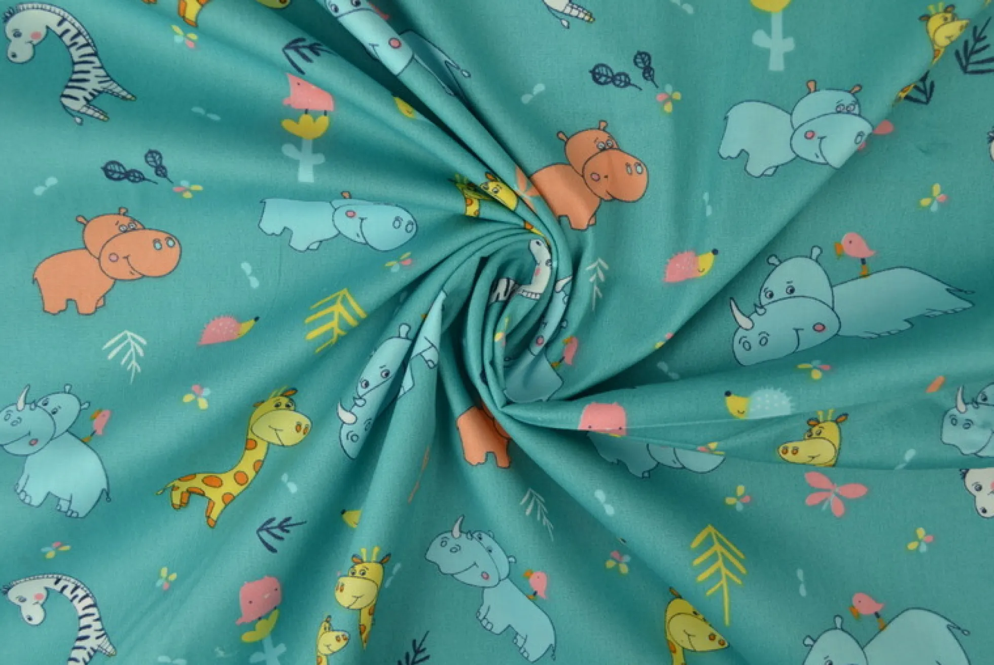 Katoen poplin – Animals aqua