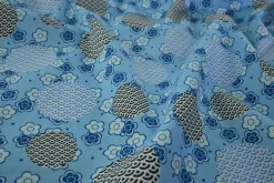 Katoen poplin – Blauw bloemetjes en stippen