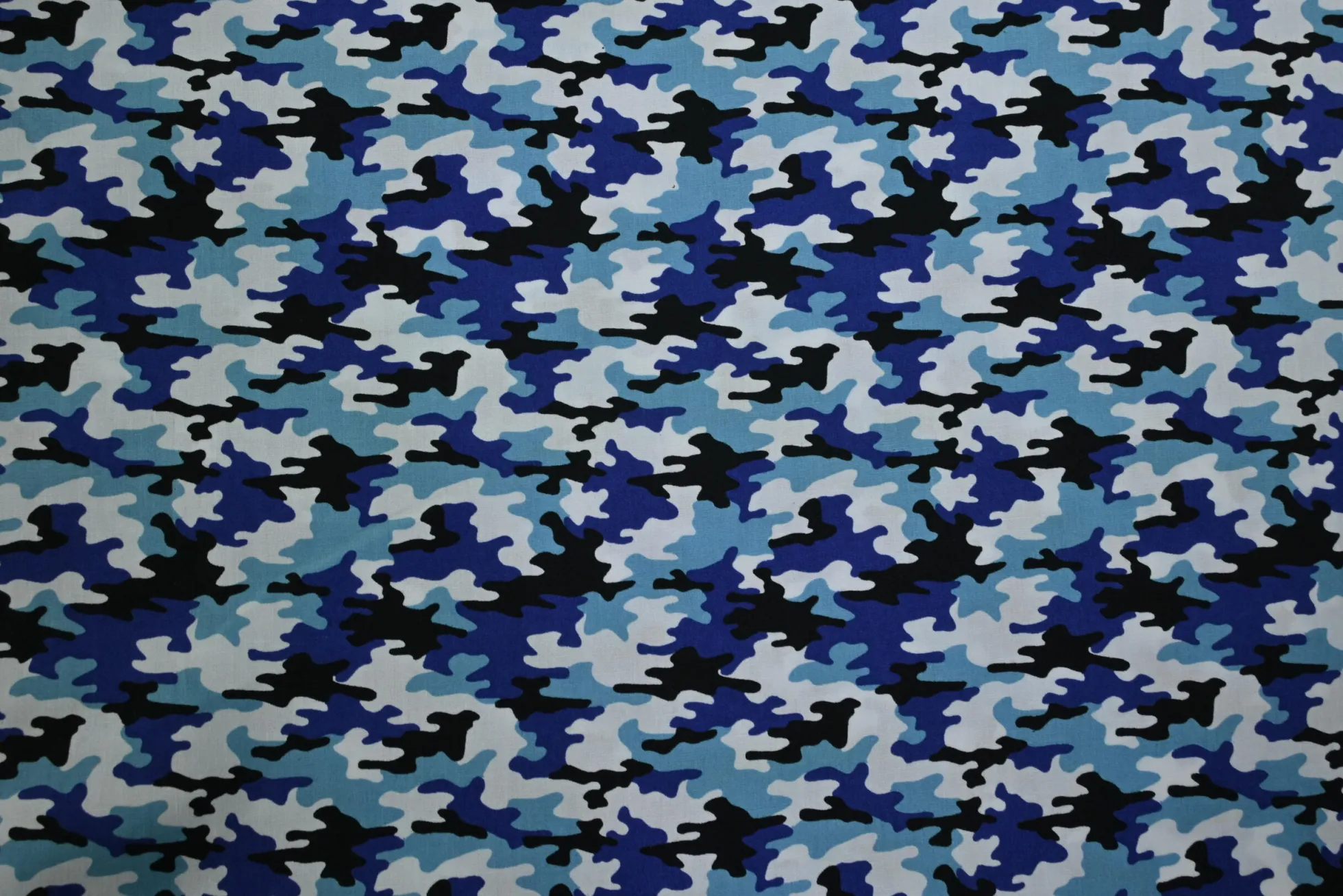 Katoen poplin – Blauw camouflage