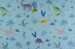 Katoen poplin – Blue dino adventure