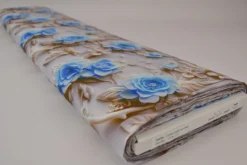 Katoen poplin digitaal – Birds & blue blossom