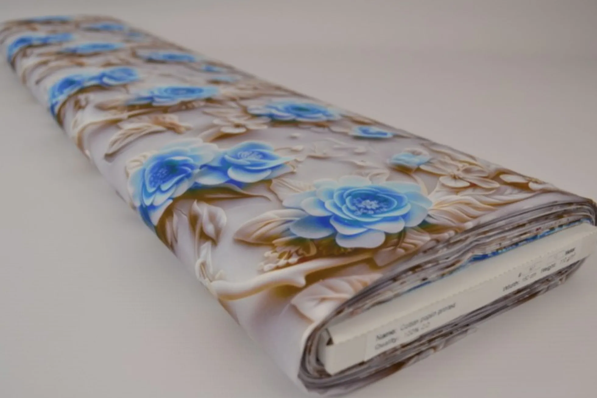Katoen poplin digitaal – Birds & blue blossom