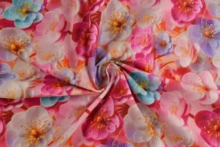 Katoen poplin digitaal – Spring petals pink, lavender & offwhite