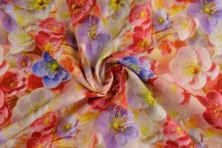 Katoen poplin digitaal – Spring petals red, pink & purple