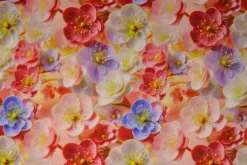 Katoen poplin digitaal – Spring petals red, pink & purple