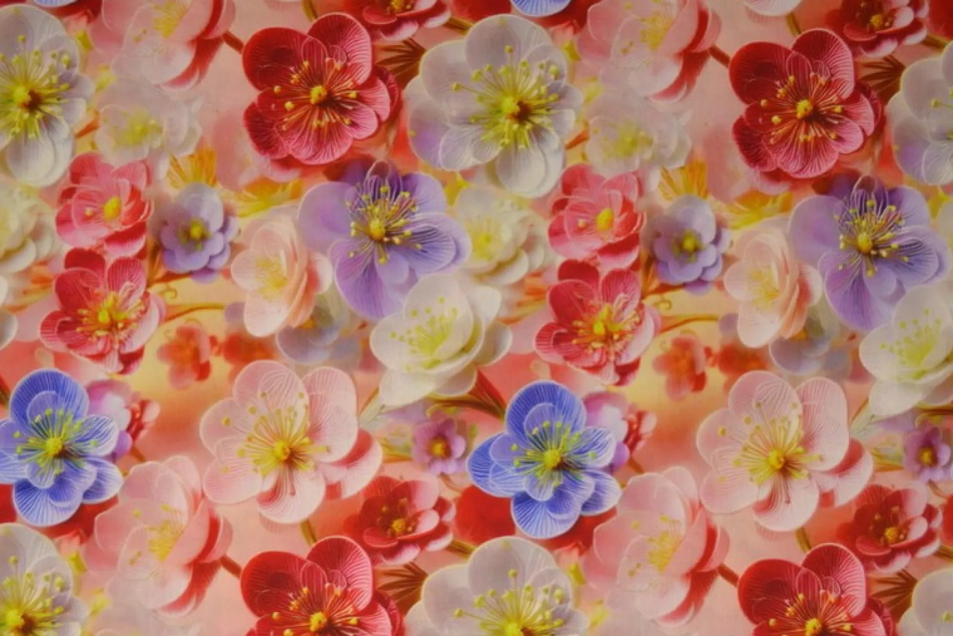 Katoen poplin digitaal – Spring petals red, pink & purple