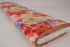 Katoen poplin digitaal – Spring petals red, pink & purple