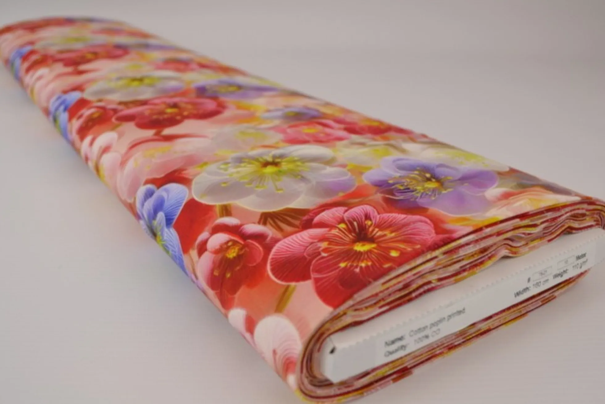 Katoen poplin digitaal – Spring petals red, pink & purple