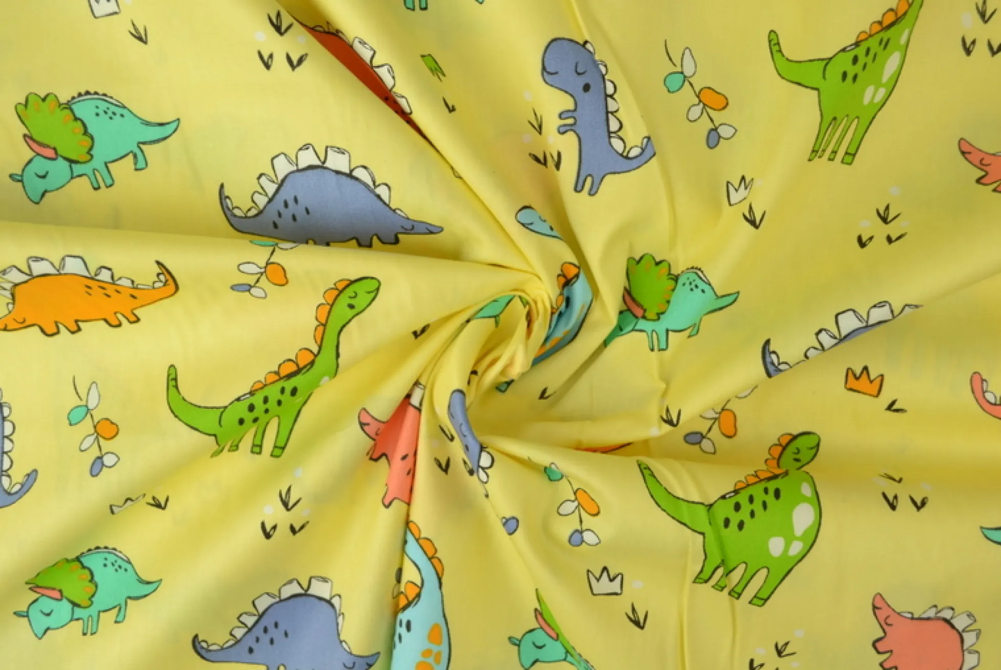 Katoen poplin – Dino geel