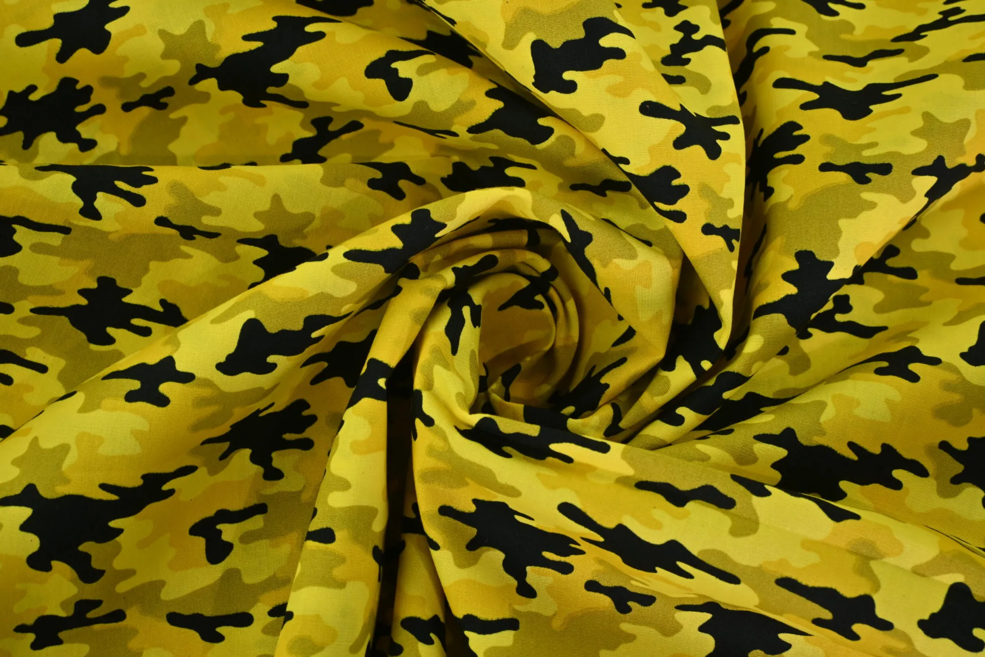 Katoen poplin – Geel camouflage