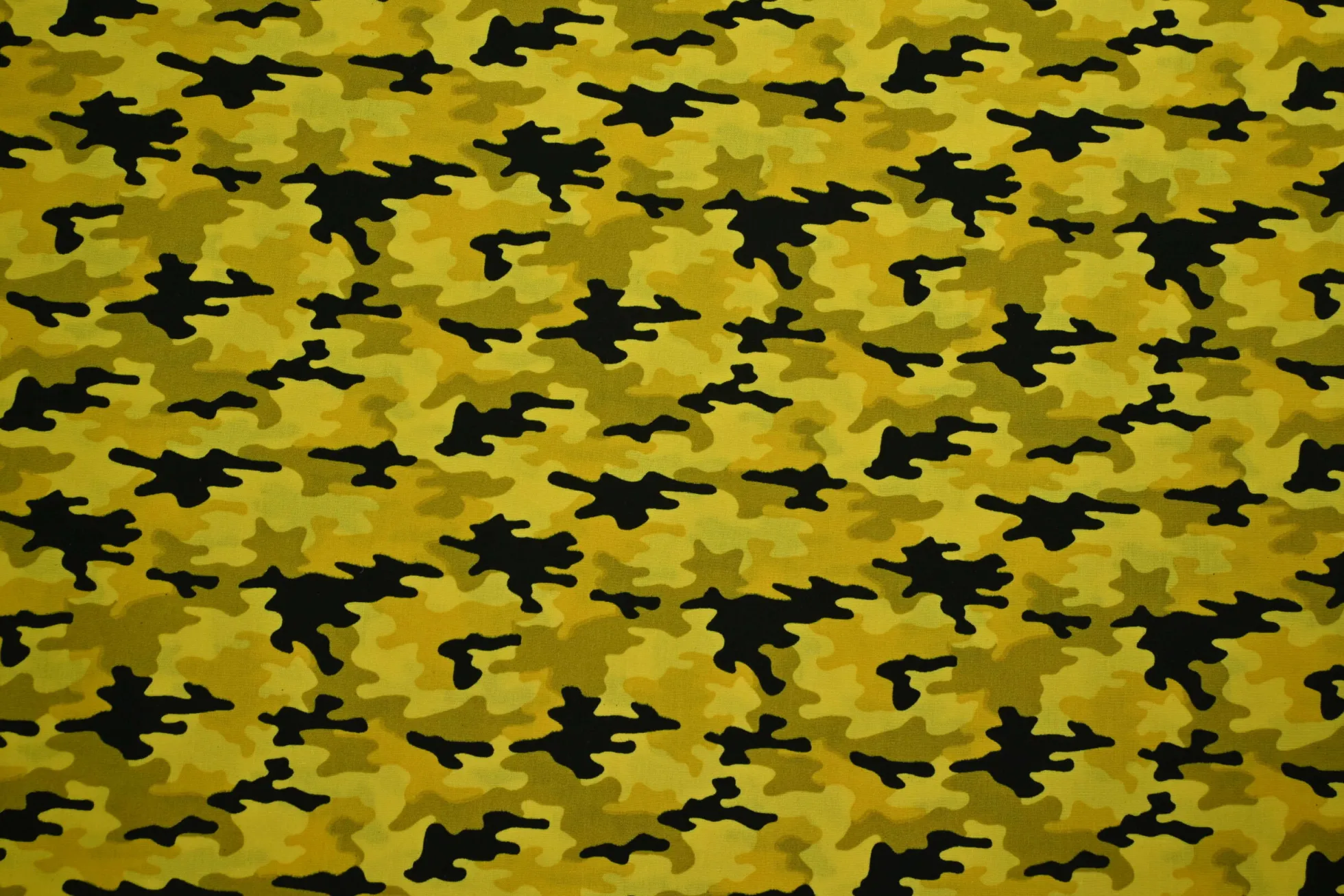 Katoen poplin – Geel camouflage
