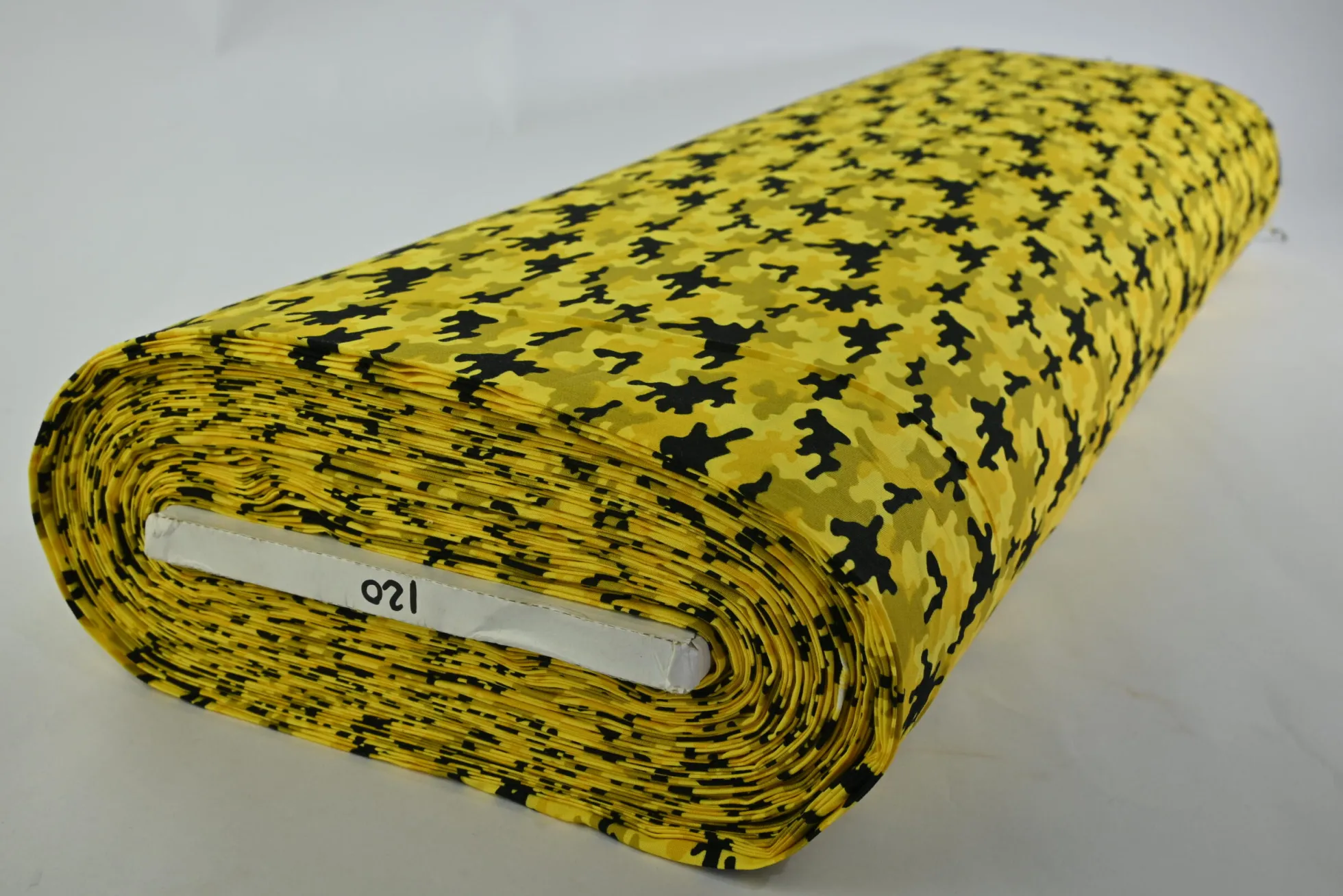 Katoen poplin – Geel camouflage