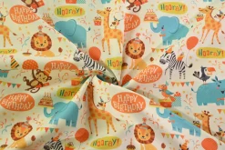 Katoen poplin – Happy birthday animals