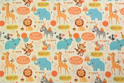 Katoen poplin – Happy birthday animals