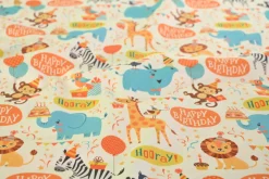 Katoen poplin – Happy birthday animals