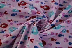 Katoen poplin – Licht roze visjes
