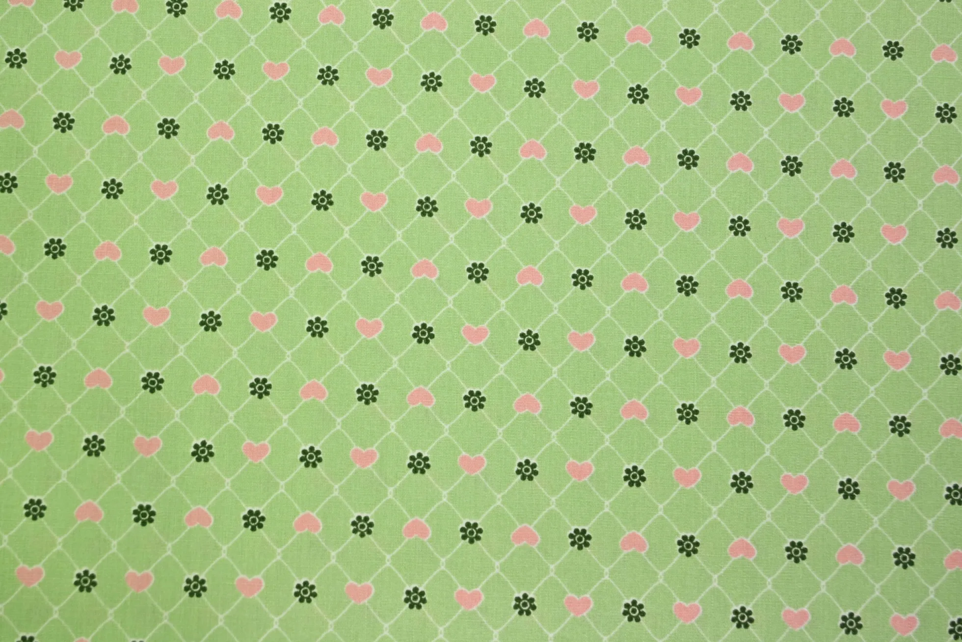 Katoen poplin – Mint Heart Trellis