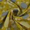 Katoen poplin – Oker bloemen en stippen