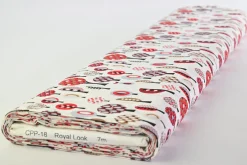 Katoen poplin – Retro trees on offwhite