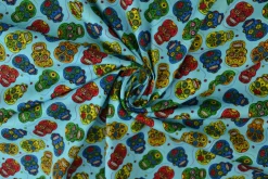Katoen poplin – Schedel aqua