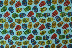 Katoen poplin  – Schedel aqua