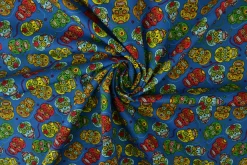 Katoen poplin – Schedel blauw