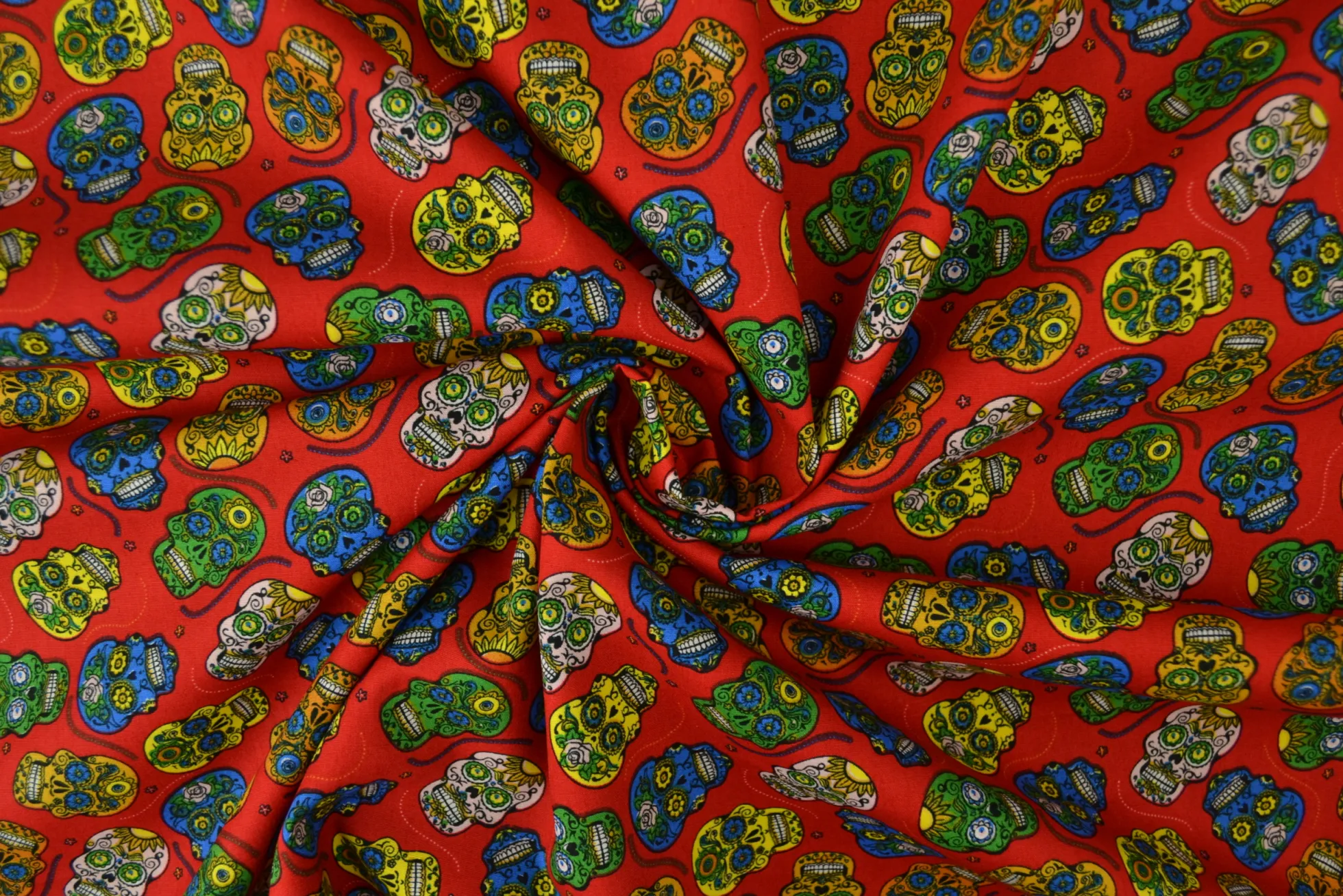 Katoen poplin – Schedel rood