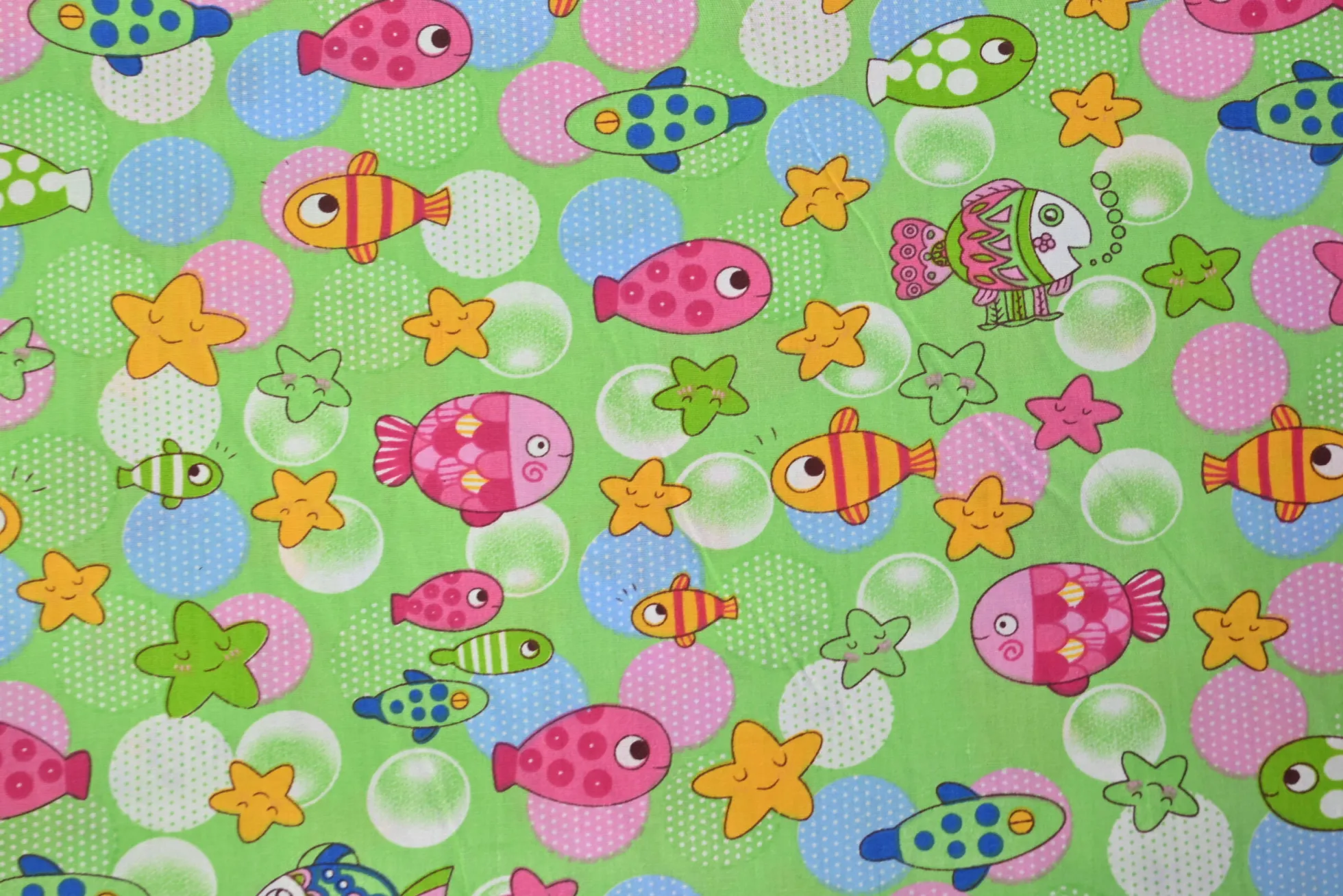 Katoen poplin – Sea friends green